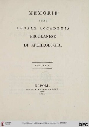 1: Memorie della Regale Accademia Ercolanese di Archeologia