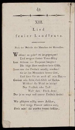 XIII. Lied freier Landleute.
