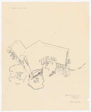 Haus H. G. Fritsch, Hinrichssegen, Bruckmühl: Perspektivische Ansicht (Vogelschau)