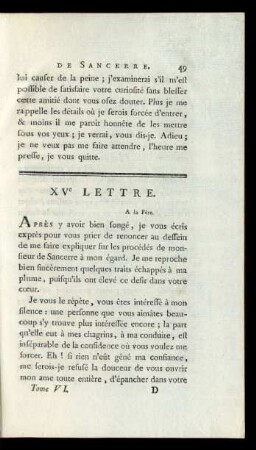 XVe Lettre.