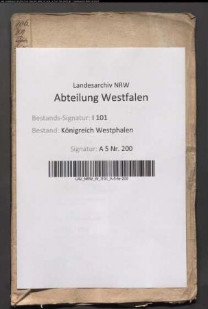 Anfertigung der Etats für die aufgehobene Abtei Herford