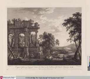[Landschaft mit einer Ruine, einem Hirten und Rindern]