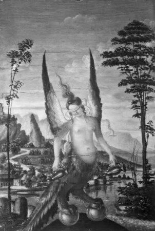 Fünf Tafeln mit Allegorien — 3. Tafel von links: Fortuna