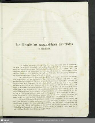 Die Methode des geographischen Unterrichts in Realschulen