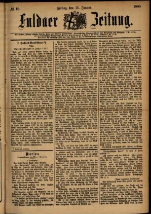 Ausgabe vom Freitag, den 13. Januar 1888.
