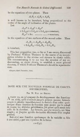 Note sur une nouvelle formule de calcul différentiel.