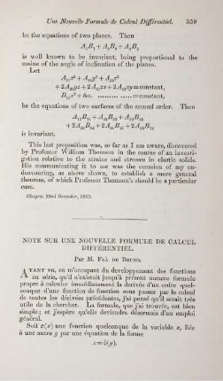 Note sur une nouvelle formule de calcul différentiel.