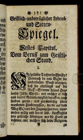 Erstes Capitul. Vom Beruff zum Geistlichen Stand.