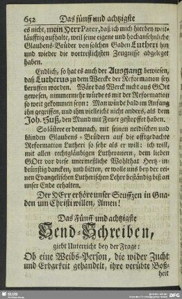 Das Fünff und achtzigste Send-Schreiben