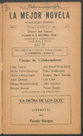1928000600: La dicha de los dos : (inédita)