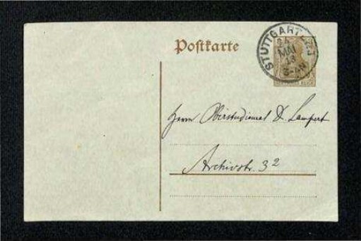 Postkarte an Kurt Lampert