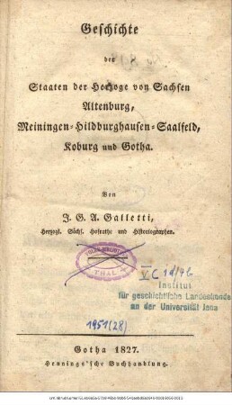 Geschichte der Staaten der Herzoge von Sachsen : Altenburg, Meiningen-Hildburghausen-Saalfeld, Koburg und Gotha