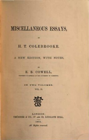 Miscellaneous essays by H. T. Colebrooke, with life of the author : in three volumes, III,2