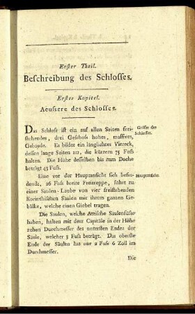 Erstes Kapitel. Aeussere des Schlosses.