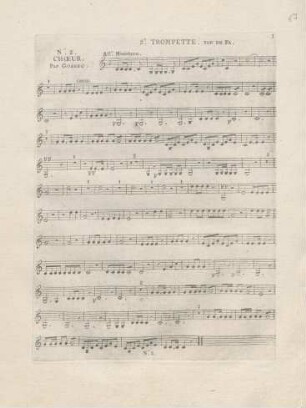 No. 2 Chœur. Par Gossec. 2.Trompette. Ton de Fa.
