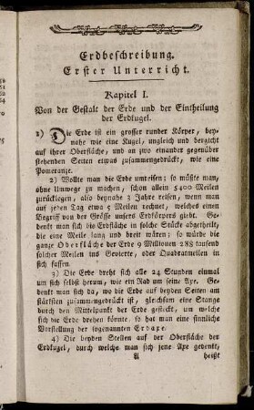 Erdbeschreibung. Erster Unterricht