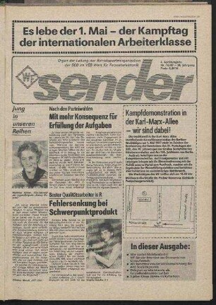Betriebszeitung 'WF-Sender', Nr.16/1987 (4. Aprilausgabe 1987)