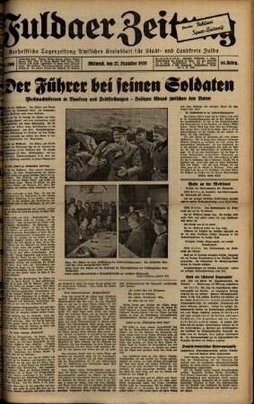 Ausgabe vom Mittwoch, den 27. Dezember 1939.