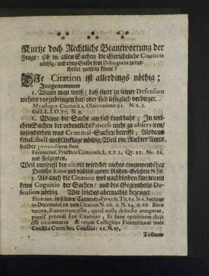 Kurtze doch Rechtliche Beantwortung der Frage: ...