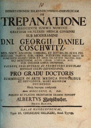 Dissertationem solemn. med.-chir. de trepanatione