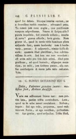 IX. C. Plinius Saturnino Suo S