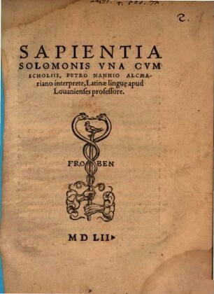 Sapientia Salomonis : una cum scholiis