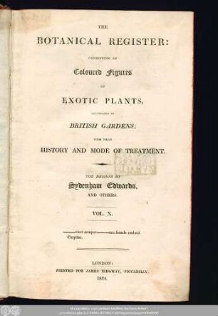 10: The Botanical register : consisting of coloured figures of exotic plants