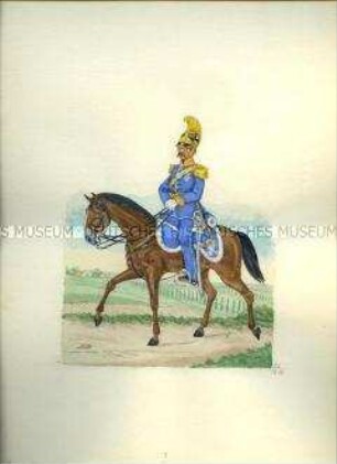 Uniformdarstellung, Major des 3. Reiter-Regiments zu Pferd, Sachsen, 1859.
