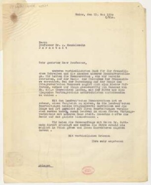 Brief an Arnold Ludwig Mendelssohn : 15.05.1930