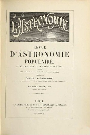 L' astronomie. 8, 8. 1889