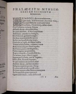 Phalaecium Mynsingeri Ad Reinerum Reineccium