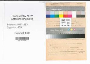 Entnazifizierung Fritz Rummel , geb. 06.12.1892 (Industriekaufmann)