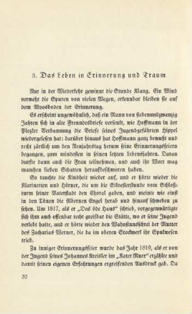 3. Das Leben in Erinnerung und Traum