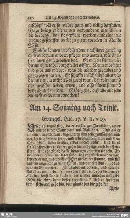 Am 14. Sonntag nach Trinit. Evangel. Luc. 17. v. 11-19