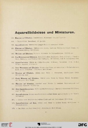 Aquarellbildnisse und Miniaturen (Nr. 958-991)