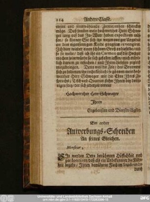 Ein ander Anwerbungs-Schreiben An seines Gleichen.