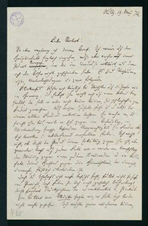 Brief vom 19. Mai 1874