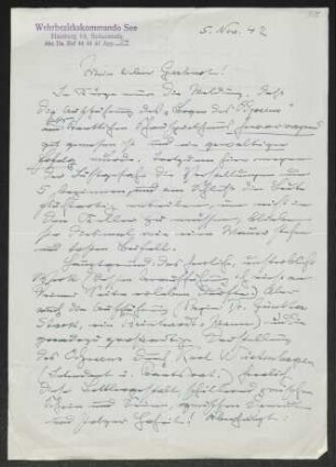 Brief von Fritz Brehmer an Gerhart Hauptmann