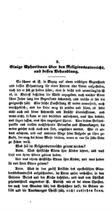 Einige Aphorismen über den Religionsunterricht und dessen Behandlung