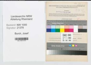 Entnazifizierung Josef Burch, geb. 02.07.1900 (Telegr.Assistent)