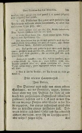 Die vierte Hauptregel Vom Dativo.
