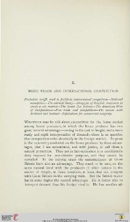 X. Home trade and international competition