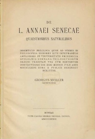 De L. Annaei Senecae quaestionibus naturalibus