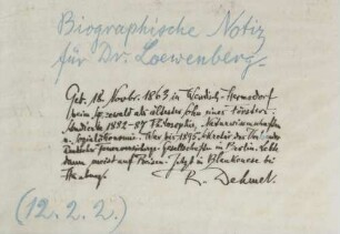 Brief an Jakob Loewenberg