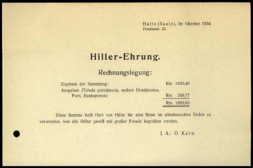 Hiller-Ehrung (Rechnungslegung)