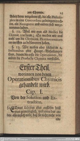 Erster Theil, worinnen von denen Operationibus Chymicis gehandelt wird