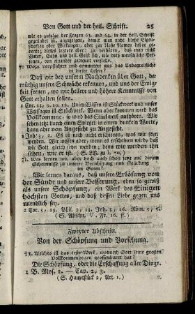 Zweyter Abschnitt. Von der Schöpfung und Vorschung.