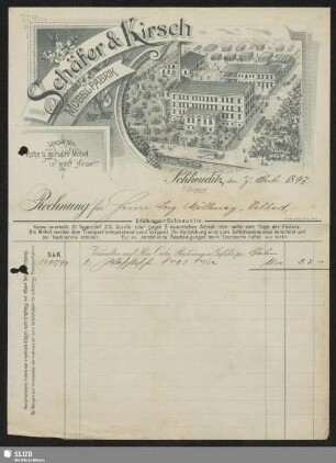Schäfer & Kirsch, Möbelfabrik, Schkeuditz b./Leipzig : Rechnung