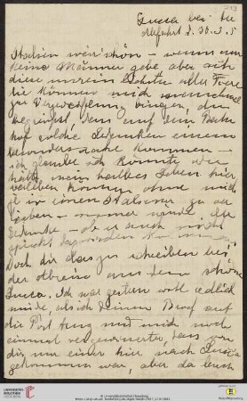 Heid. Hs. 3487,219: Brief von Marie Luise Gothein an Eberhard Gothein