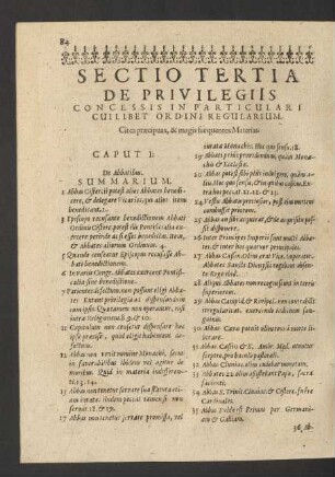 Sectio Tertia De Privilegiis Concessis In Particulari Cuilibet Ordini Regularium.